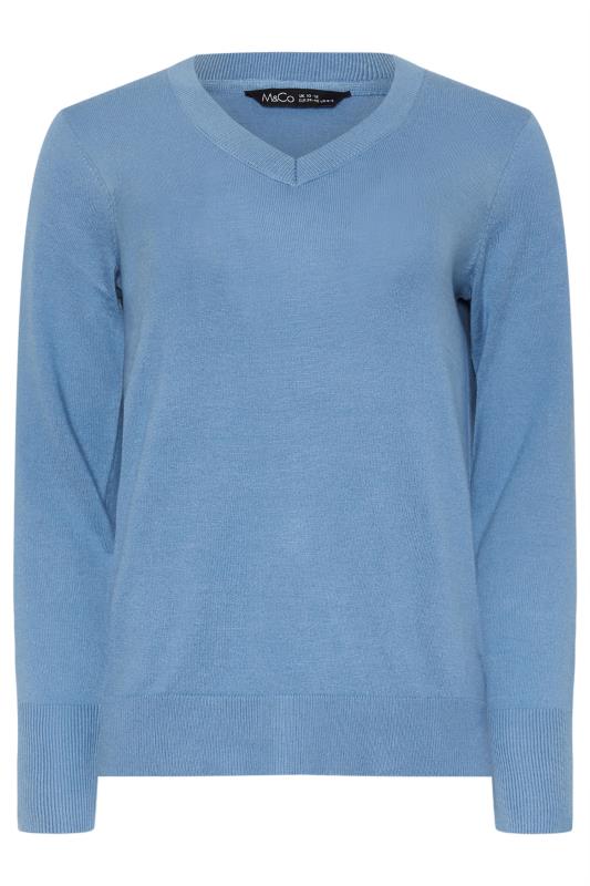 M&Co Blue V-Neck Long Sleeve Jumper | M&Co 5