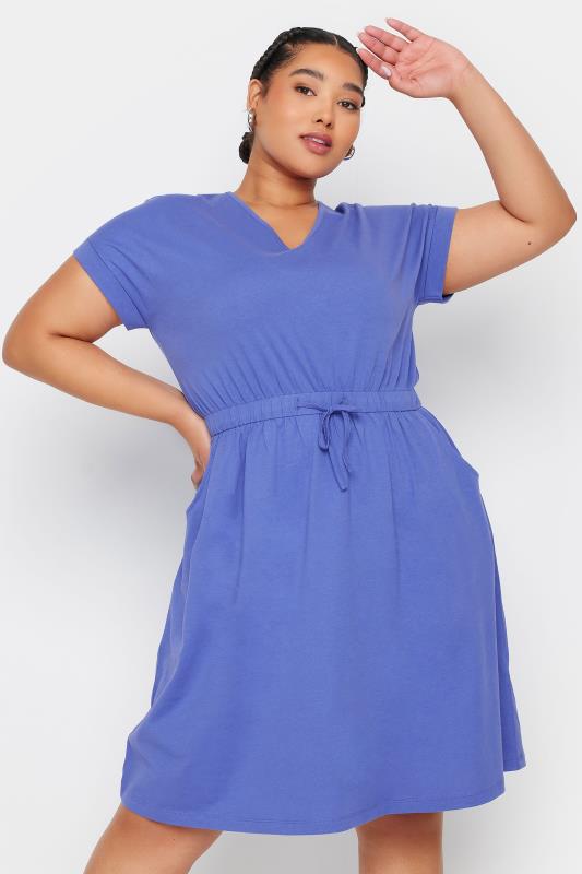 YOURS Plus Size Purple Cotton T-Shirt Dress | Yours Clothing 1