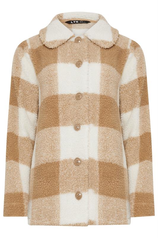 LTS Tall Natural Brown Check Fleece Jacket | Long Tall Sally 7