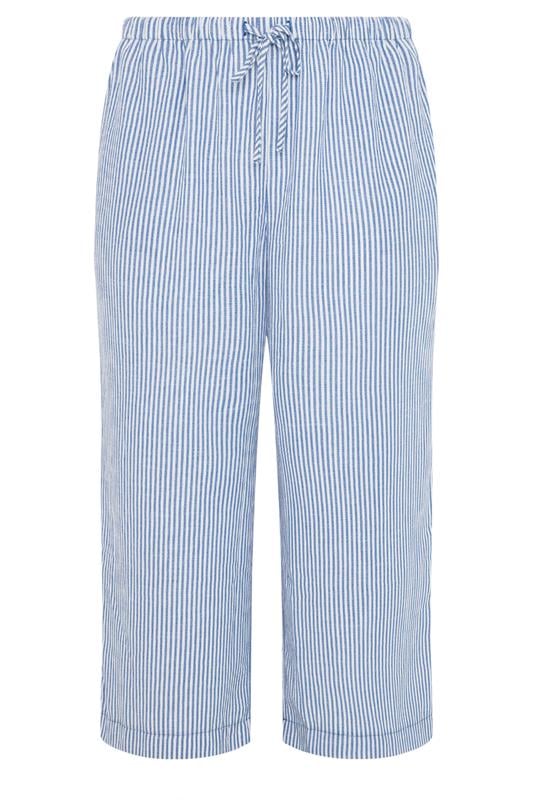 YOURS Plus Size Blue Stripe Linen Look Trousers | Yours Clothing 6