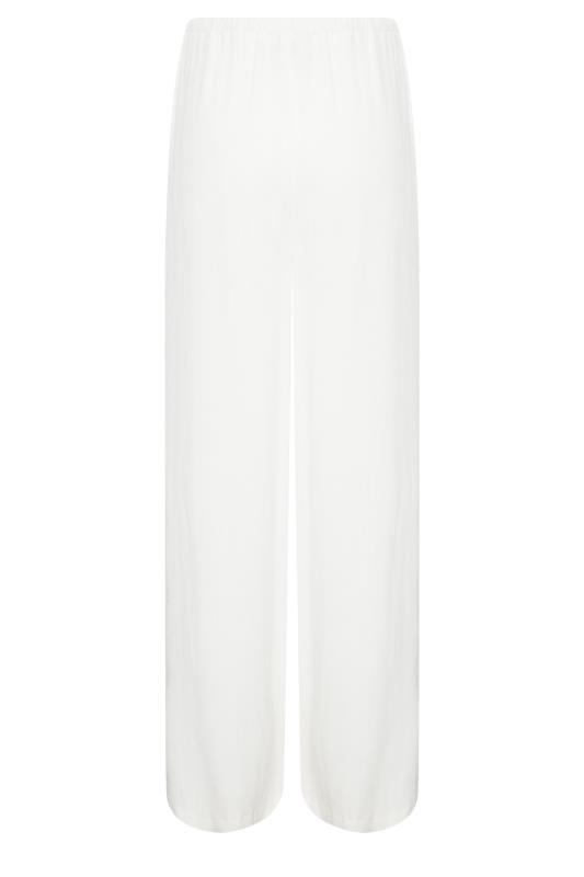 LTS Tall Women's White Linen Tie Waist Wide Leg Trousers | Long Tall Sally  7
