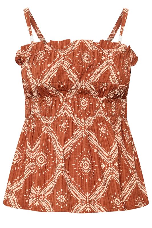 YOURS Plus Size Rust Orange Abstract Vest Top | Yours Clothing 6