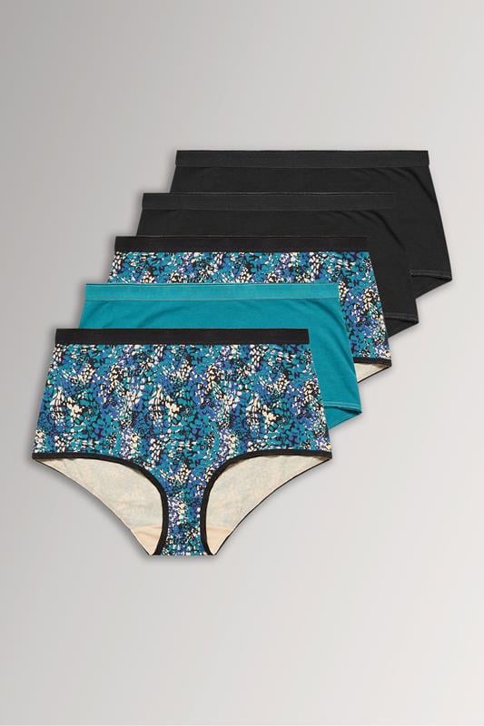 YOURSET 5 PACK Curve Teal Green Snake Print Full Briefs