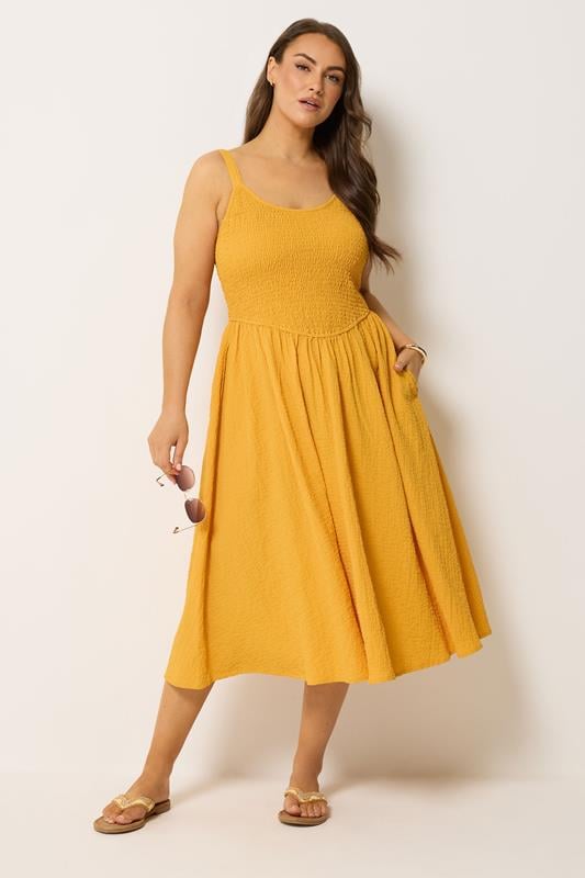  YOURS Curve Golden Yellow Shirred Sundress