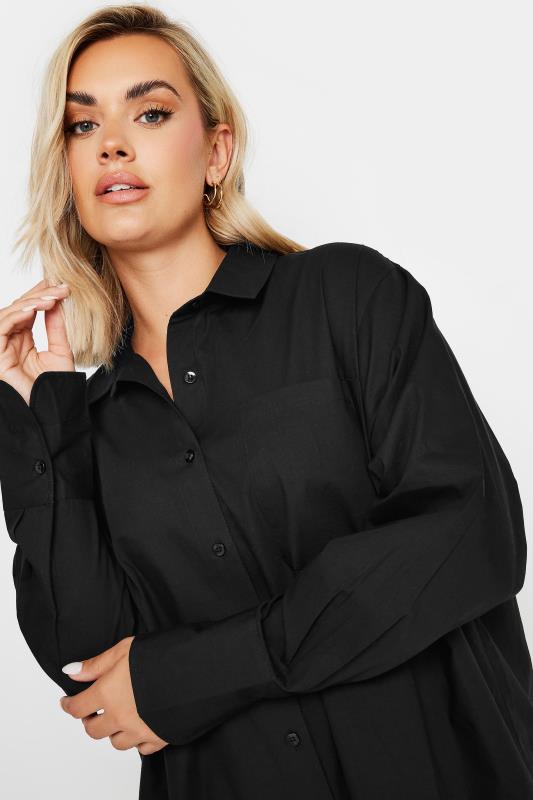 YOURS Plus Size Black Oversized Cotton Shirt | Yours Clothing 4