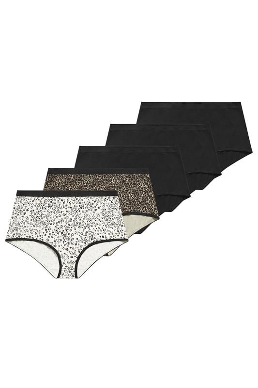  YOURSET 5 PACK Curve Natural Brown Animal Heart High Waisted Full Briefs