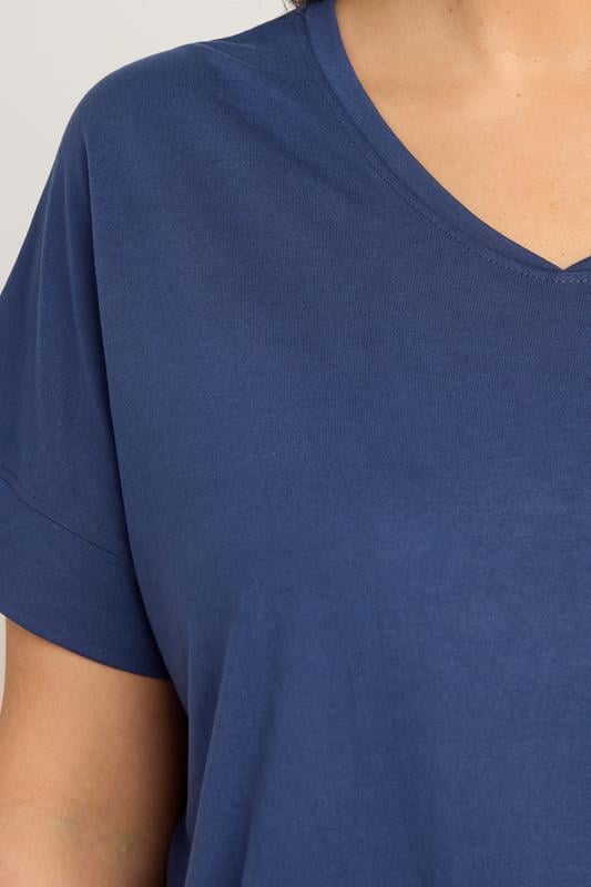 EVANS Plus Size Navy Blue V-Neck Modal Rich T-Shirt | Evans 4