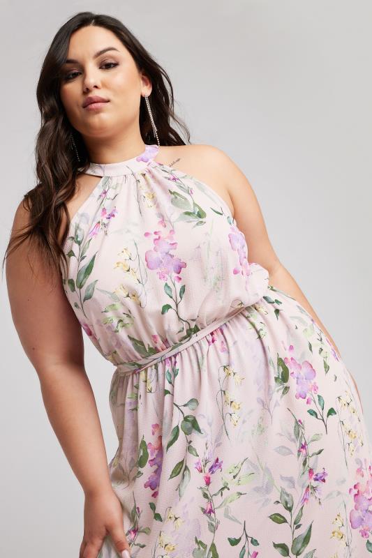 YOURS LONDON Plus Size Pink Floral Print Maxi Dress | Yours Clothing 2