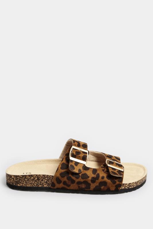 LTS Brown Leopard Print Moulded Footbed Sandals In Standard Fit | Long Tall Sally  3