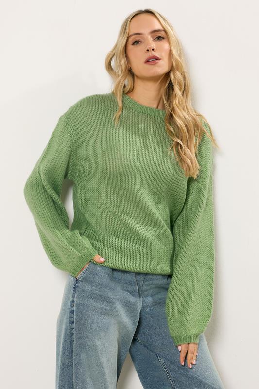 LTS Tall Green Balloon Sleeve Jumper
