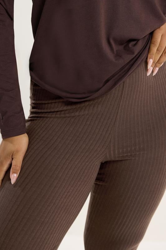 YOURS Plus Size Chocolate Brown Flare Leggings | Yours Clothing 4