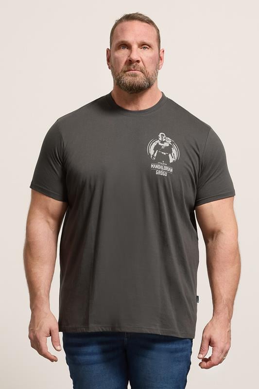 BadRhino Big & Tall Grey Mandalorian & Grogu Graphic T-Shirt
