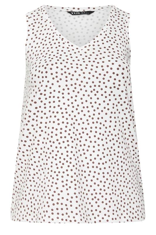 YOURS Plus Size Ivory White Polka Dot Vest Top | Yours Clothing 1