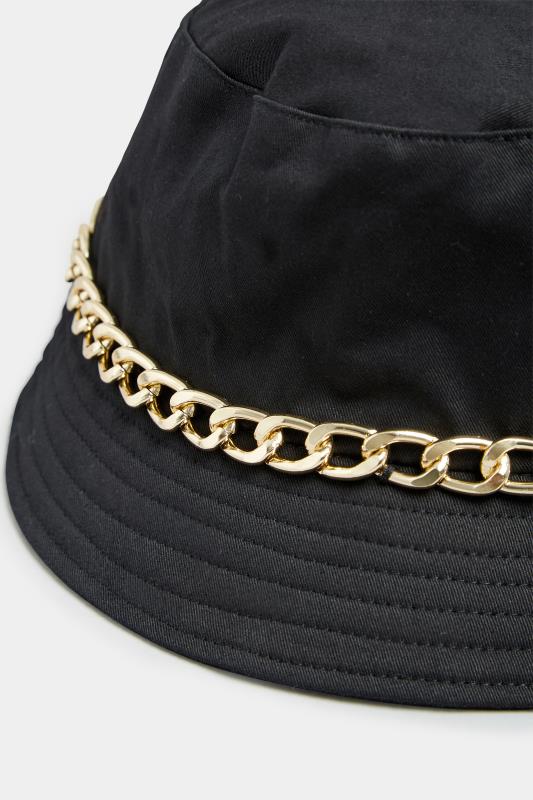 Black Chain Denim Look Bucket Hat | Yours Clothing  3