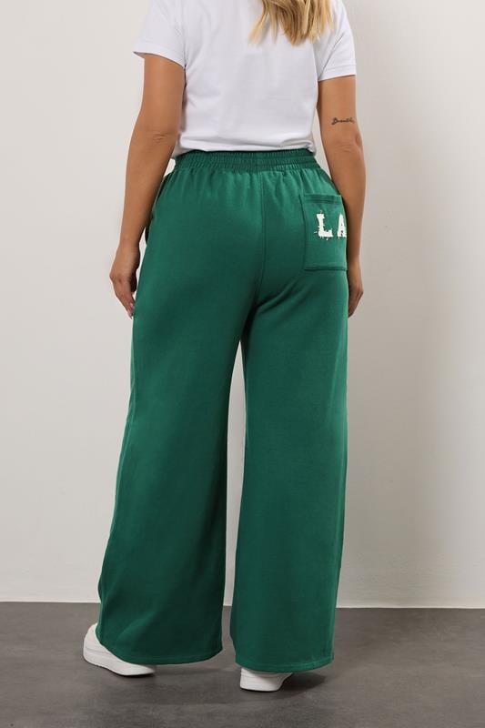 YOURS Plus Size Green 'LA' Wide Leg Joggers | Yours Clothing 2