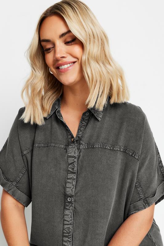 YOURS Plus Size Grey Chambray Shirt | Yours Clothing 4