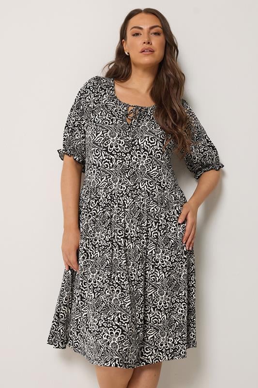  YOURS Curve Black Abstract Tie Dress