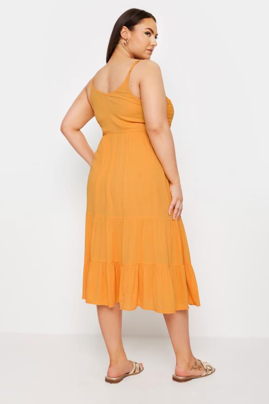 LIMITED COLLECTION Plus Size Orange Crochet Crinkle Midaxi Dress | Yours Clothing 3