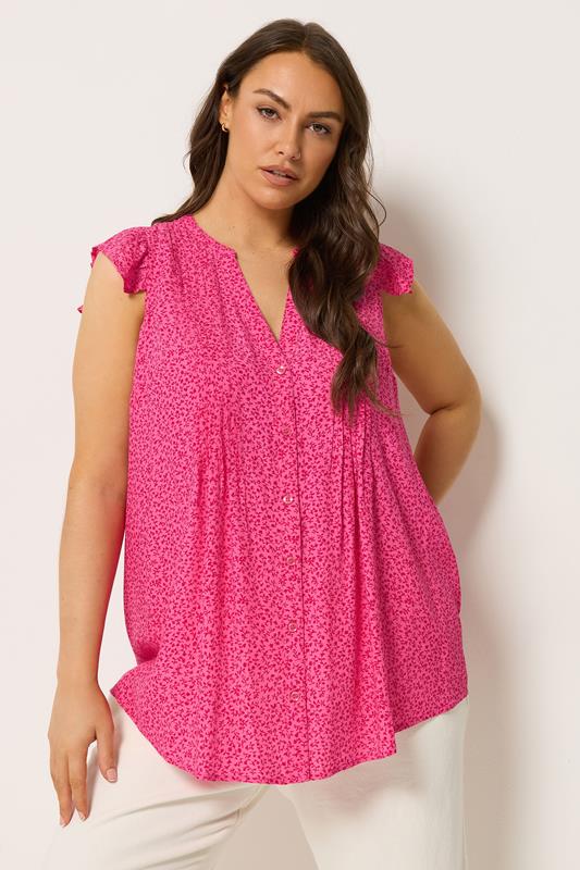  YOURS Curve Pink Leaf Pintuck Blouse