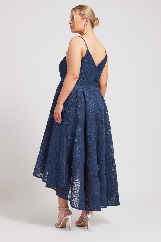 YOURS LONDON Plus Size Navy Blue Lace Midi Dress | Yours Clothing 4