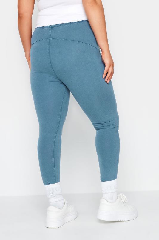 BUMP IT UP MATERNITY Plus Size Blue Acid Wash Leggings | Yours Clothing 3