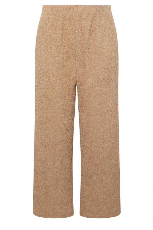 YOURS Plus Size Camel Brown Chenille Wide Leg Trousers | Yours Clothing 5