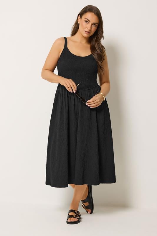 YOURS Curve Black Shirred Sundress