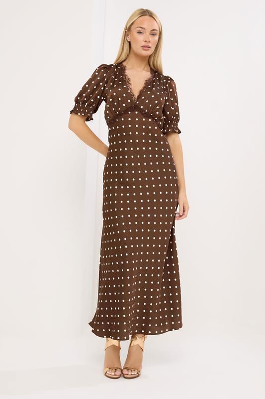 STAR Chocolate Brown Polka Dot Maxi Dress