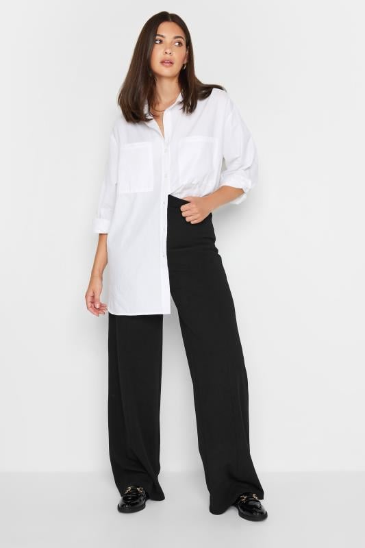 LTS Tall Black Pin Tuck Wide Leg Trousers | Long Tall Sally 2