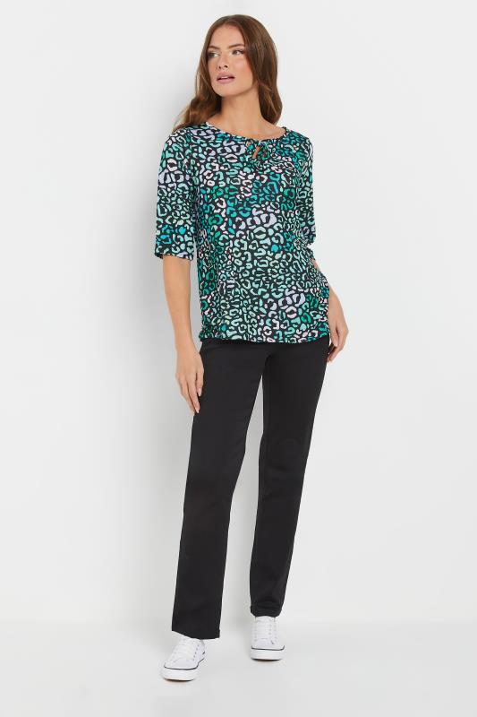 M&Co Blue Leopard Print Tie Front Top | M&Co  2