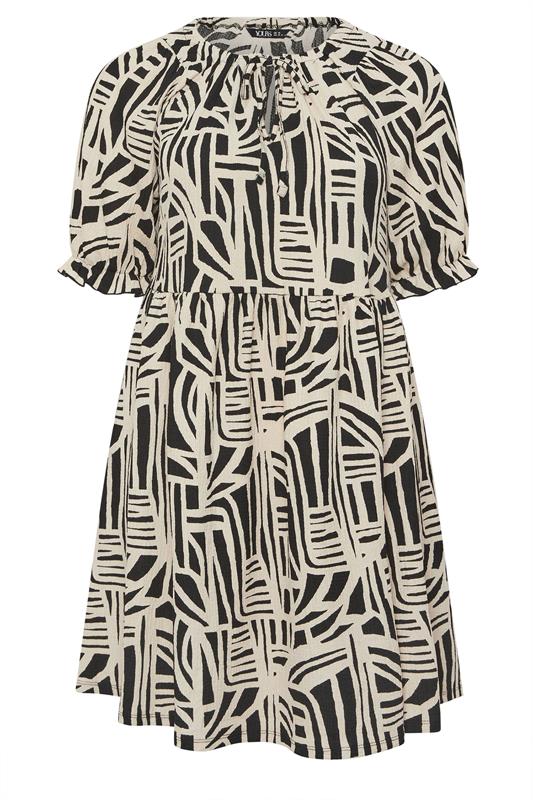 YOURS Plus Size Black Abstract Tie Neck Dress | Yours Clothing 5
