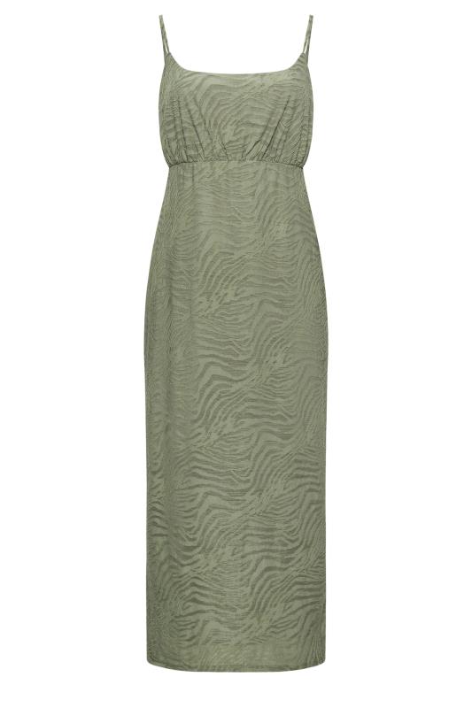 YOURS LONDON Plus Size Khaki Green Zebra Jacquard Maxi Dress | Yours Clothing 5