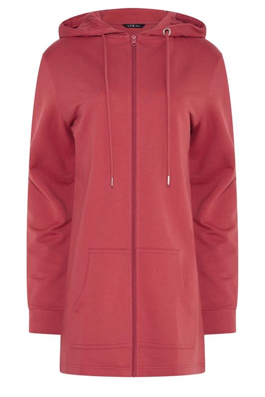 LTS Tall Women's Red Cotton Longline Zip Hoodie | Long Tall Sally 1