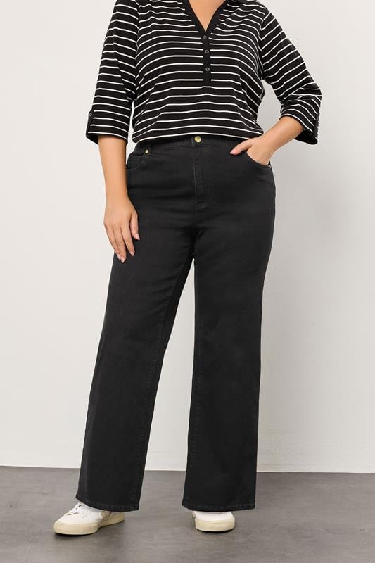 Plus Size  EVANS Curve Black Premium Wide Leg Jeans