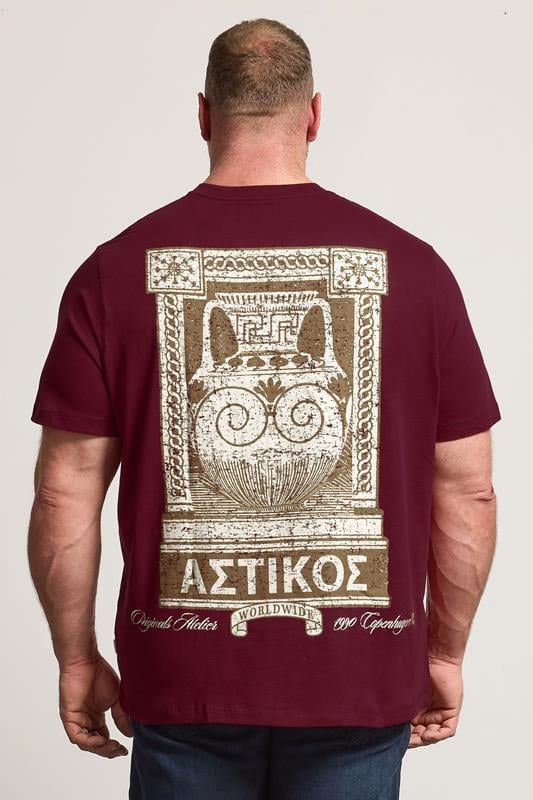 JACK & JONES Big & Tall Red Back Print T-Shirt | BadRhino 2