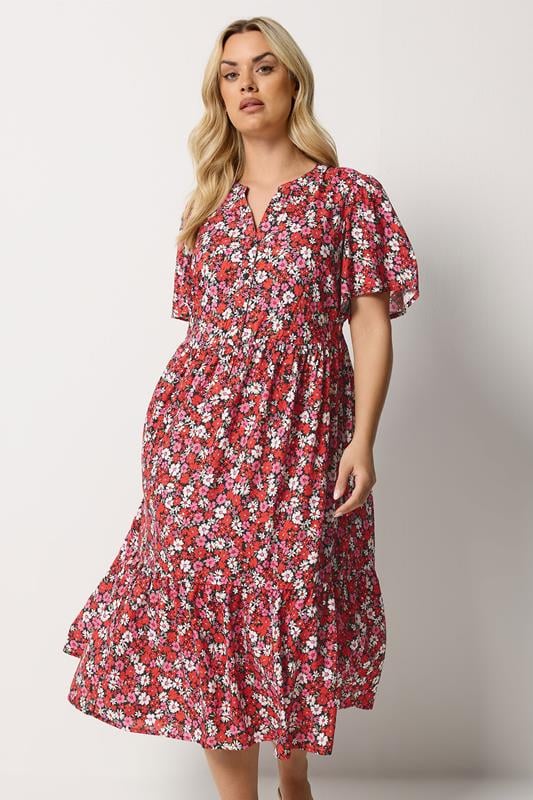 YOURS Curve Red Floral Placket Dress