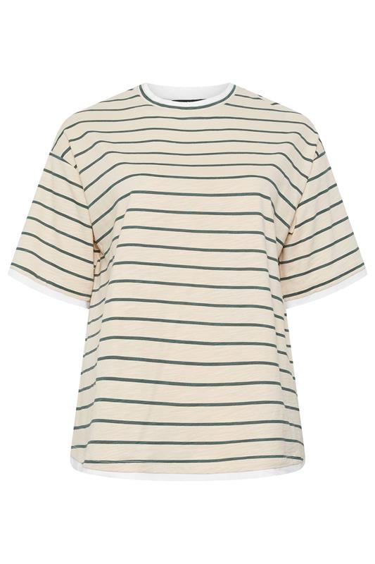 YOURS Plus Size Ivory White Stripe Ringer T-Shirt | Yours Clothing 6