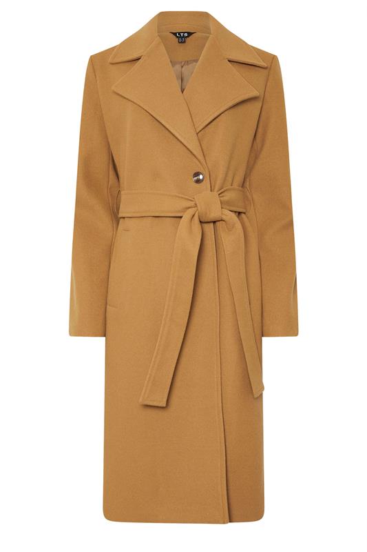 LTS Tall Beige Brown Formal Wrap Belted Midi Coat | Long Tall Sally 5