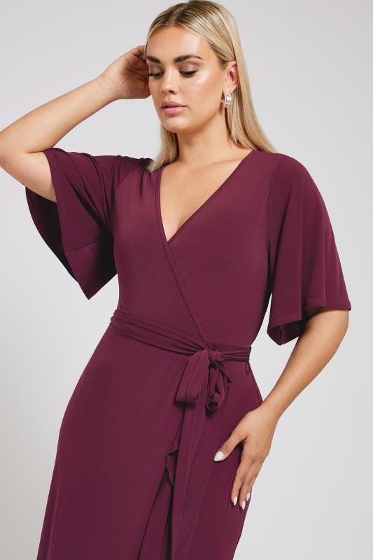 YOURS LONDON Plus Size Wine Red Ruffle Hem Maxi Dress | Yours Clothing 4