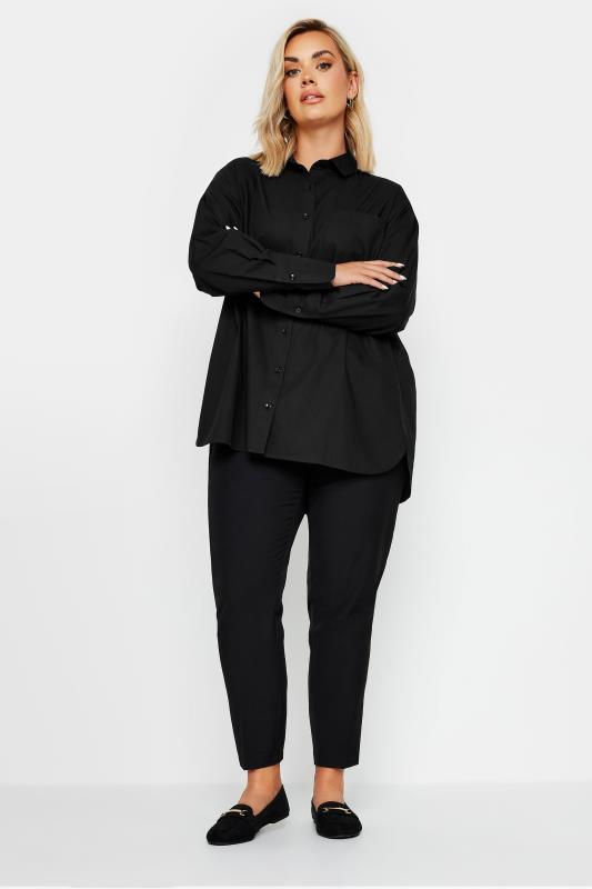 YOURS Plus Size Black Oversized Cotton Shirt | Yours Clothing 2