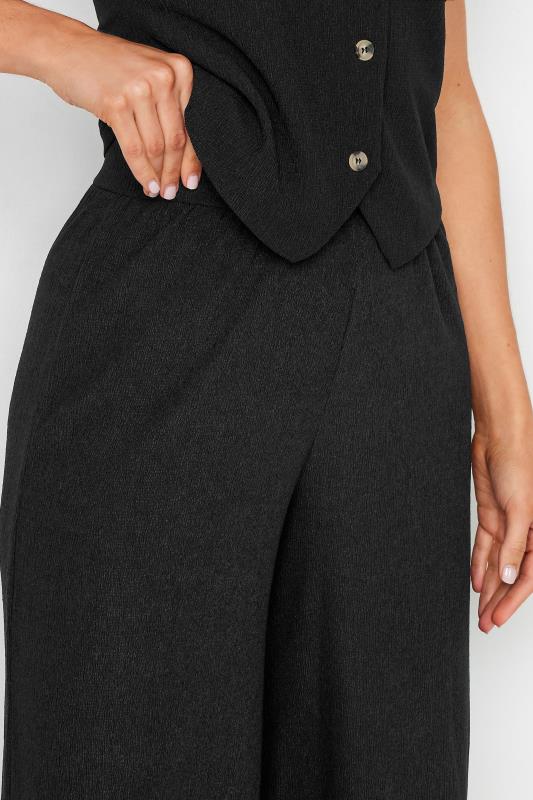 LTS Tall Black Wide Leg Textured Trousers | Long Tall Sally 4