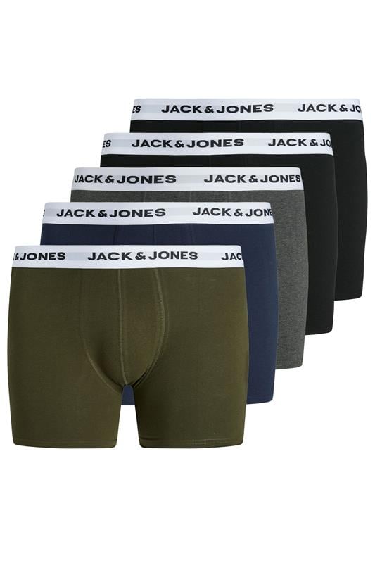  JACK & JONES Big & Tall 5 PACK Green & Black Boxers