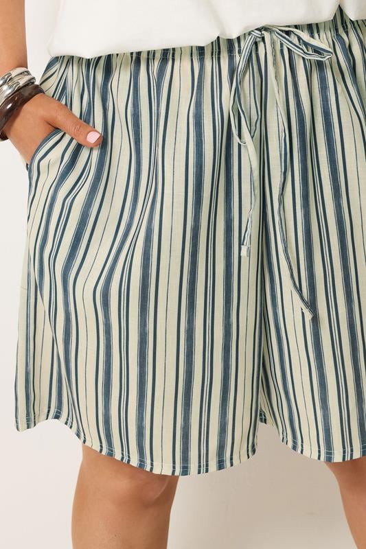 YOURS Plus Size Blue & White Stripe Shorts | Yours Clothing 5