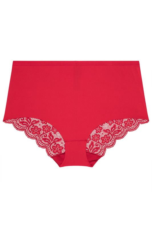 YOURSET 3 PACK Plus Size Red Lace Back High Waisted Knickers | Yours Curve 8