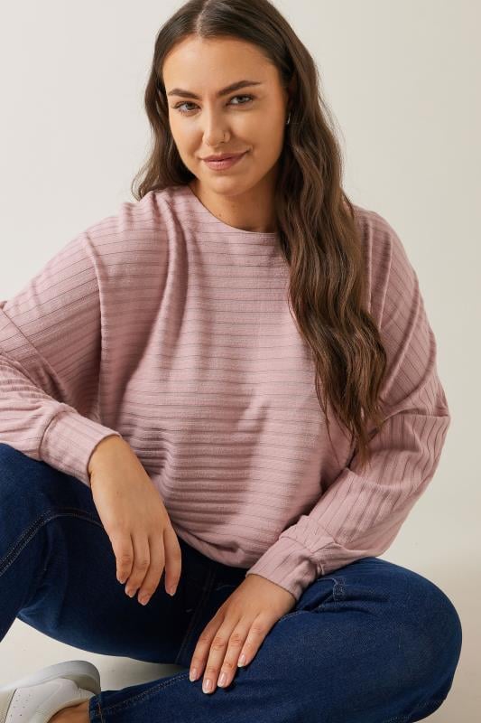 EVANS Plus Size Pink Ribbed Soft Touch Jumper | Evans 6