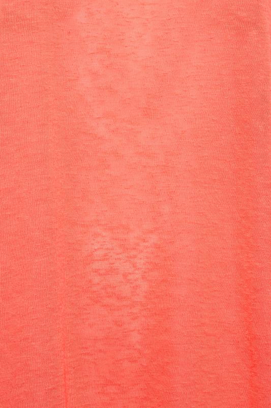 YOURS Curve Plus Size Coral Orange Linen Look T-Shirt | Yours Clothing 4