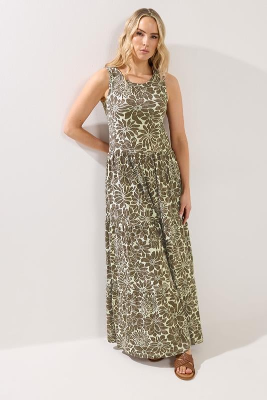  LTS Tall Brown & Cream Floral Cotton Maxi Dress