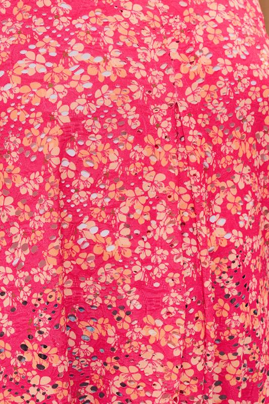 YOURS Plus Size Red Floral Pointelle Vest Top | Yours Clothing 4