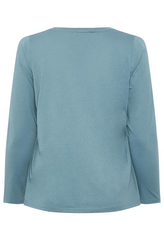 YOURS Plus Size Light Blue Long Sleeve Core T-Shirt | Yours Clothing 6