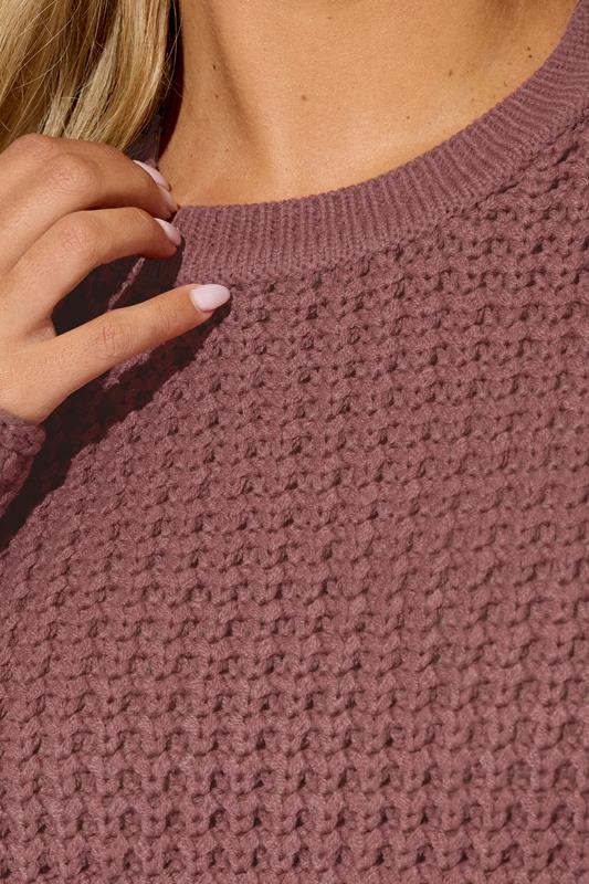 YOURS Plus Size Pink Waffle Knit Jumper | Yours Clothing 4